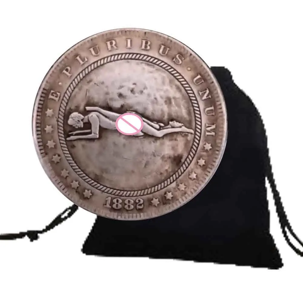 

He Love Her Romantic Couple Coin Lover Coins Fun Couples Pocket Good Lucky Coins Morgan Dollar Memory Coin+Gift Bag