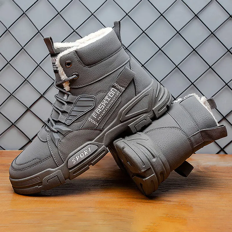 Winter Men's Outdoor High-top Casual Sports Shoes Plus Velvet Thick Warm Walking Shoes Comfortable Non-slip Outdoor Snow Boots