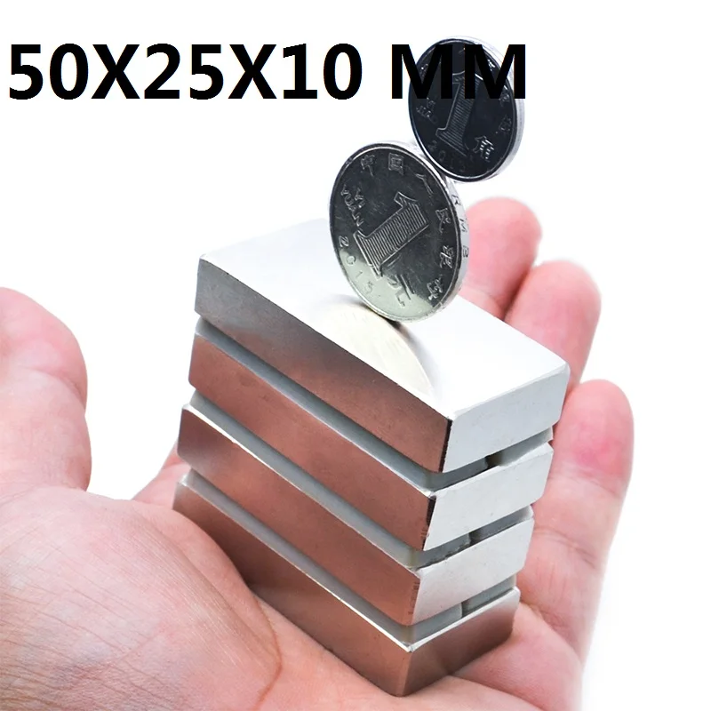 

Super Strong N52 Neodymium Magnet N52 50x25x10mm Bulk Useful Strip Block Bar fridge Magnets Rare Earth Permanent Magnetic imanes
