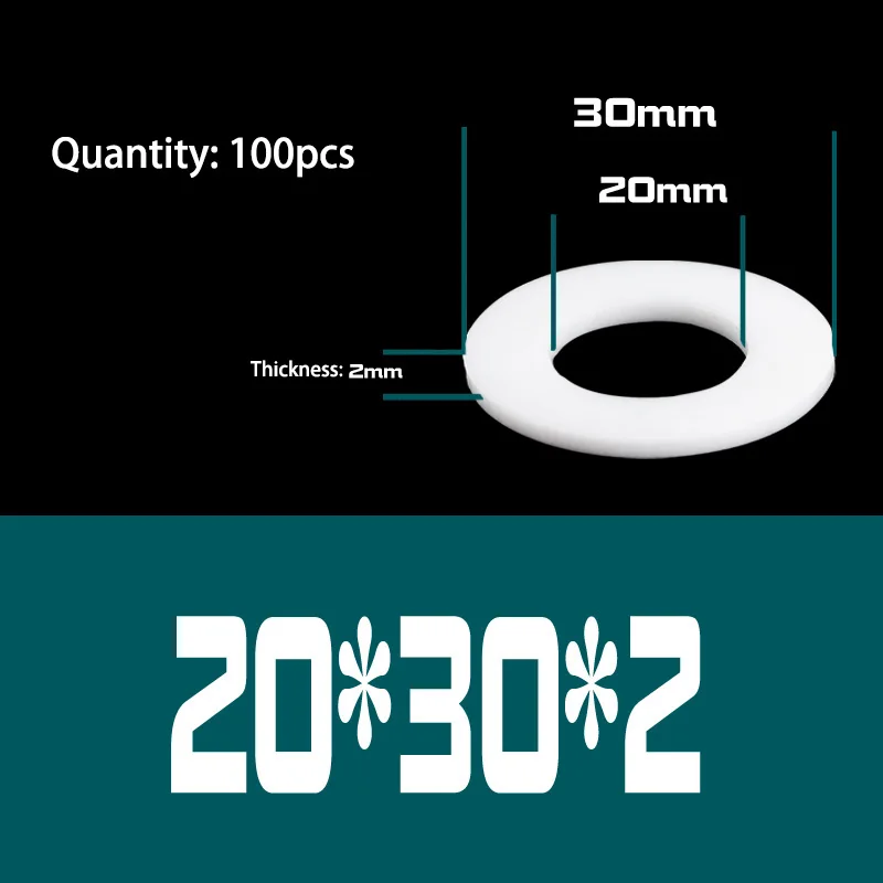 100 шт. шайба из ПТФЭ, плоское кольцо, прокладка, уплотнительная прокладка, белый, устойчивый к высоким температурам для фитинга BSP NPT