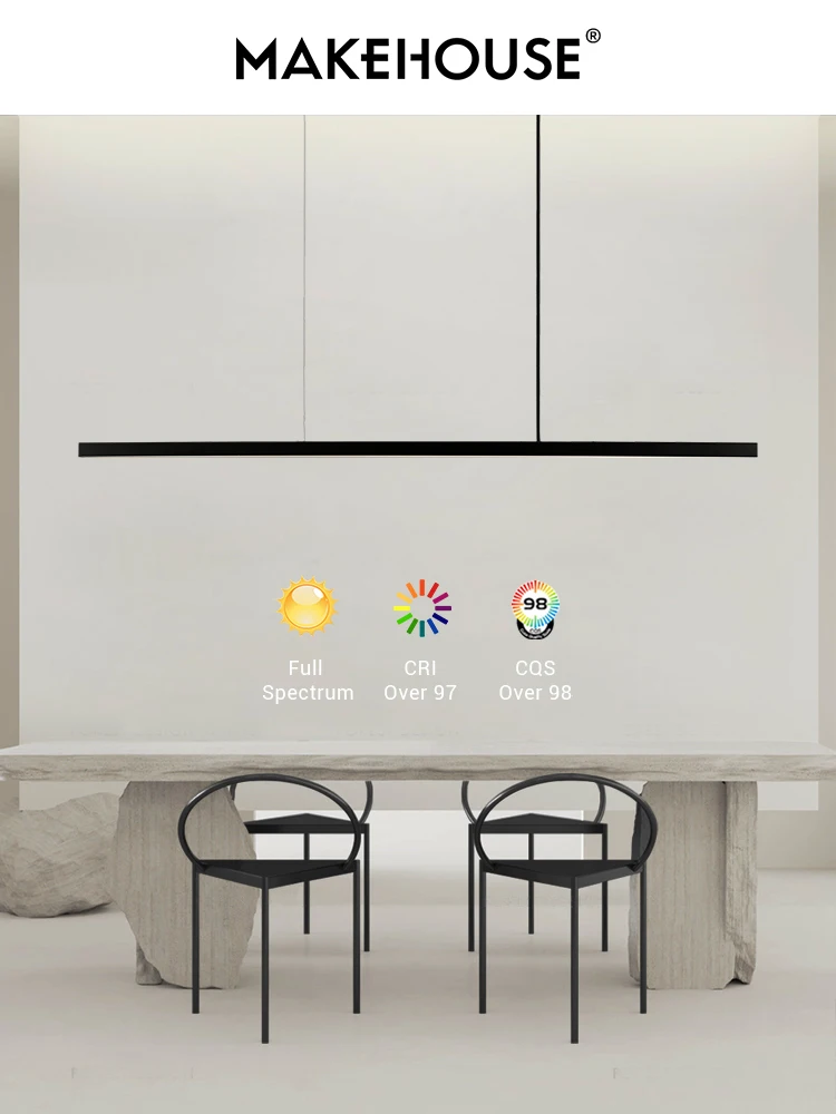 

Modern Nordic Long Bar Linear Full Spectrum LED Chandelier Pendent Light Home Decor Office Minimalist Dining Room Counter Study