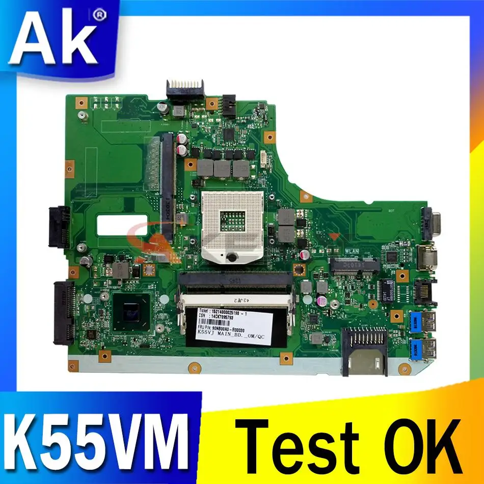 

K55VM Motherboard for ASUS K55VM(GT630M) K55VJ(GT635M) A55V Laptop Motherboard Mainboard Supports I3 and I5 Processors