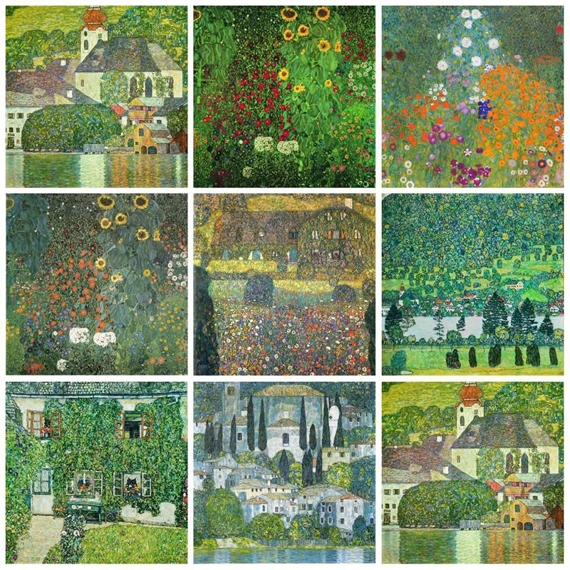 

Знаменитые Картины маслом By Gustav Klimt цветы, постер для сада, фотография на стену для домашнего декора