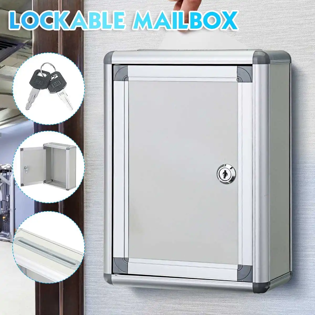 11 Inch Aluminum Alloy Wall Mounted Mail Letter Post Box Suggestion Newspaper Mailbox Outdoor Lockable Mailboxes For Garden