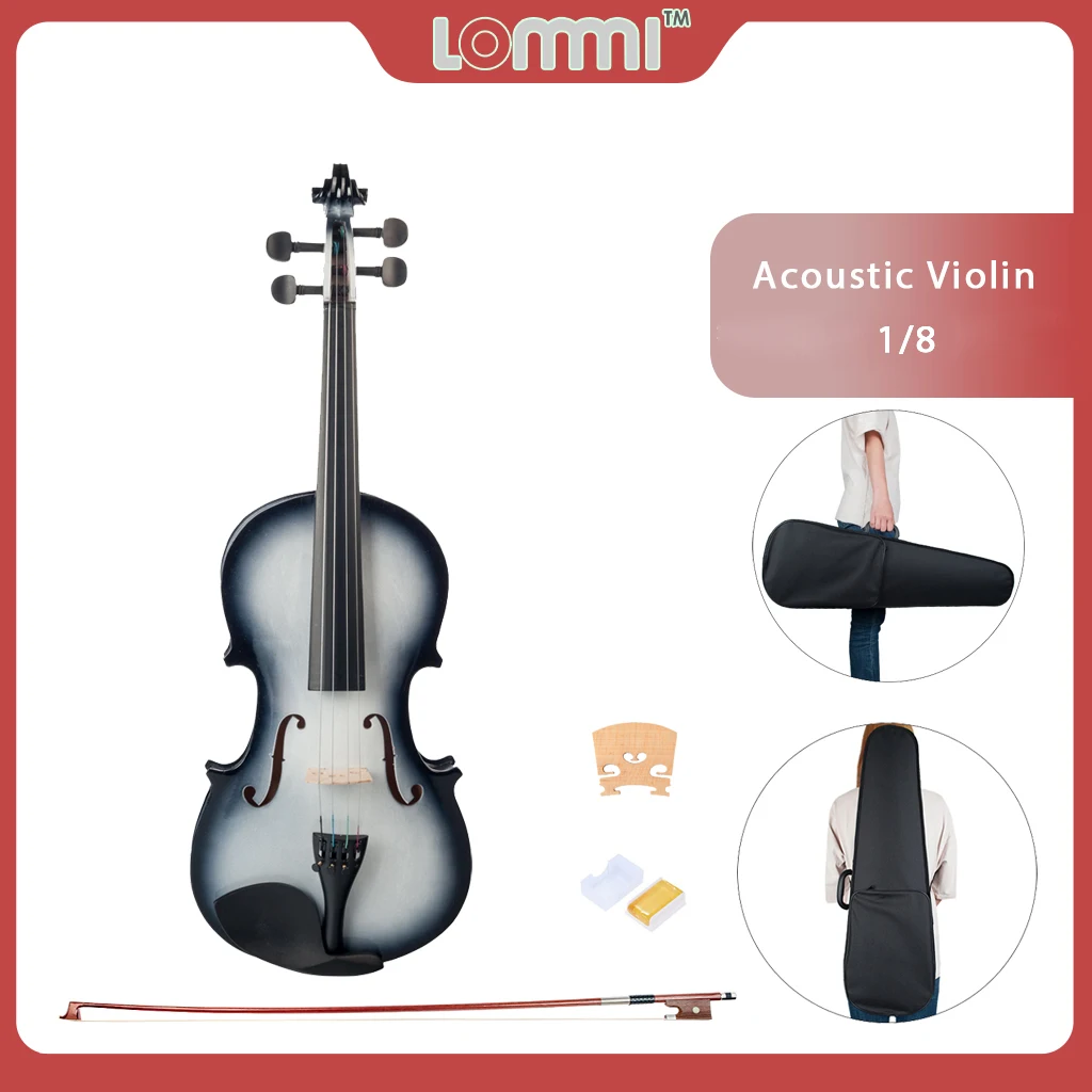 LOMMI 1/8 Размер Скрипка с чехлом басовая деревянная для начинающих студентов детей |