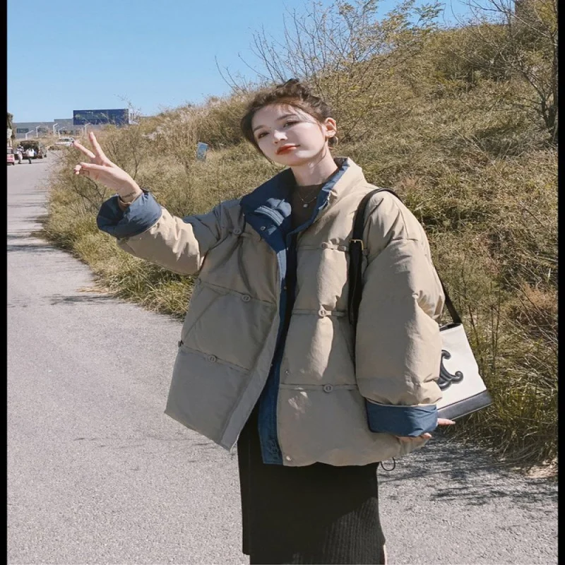 

Высококачественный пуховик Pinghu, женская зимняя Новинка 2023, небольшой пуховик с воротником-стойкой и белым утиным пухом, пальто