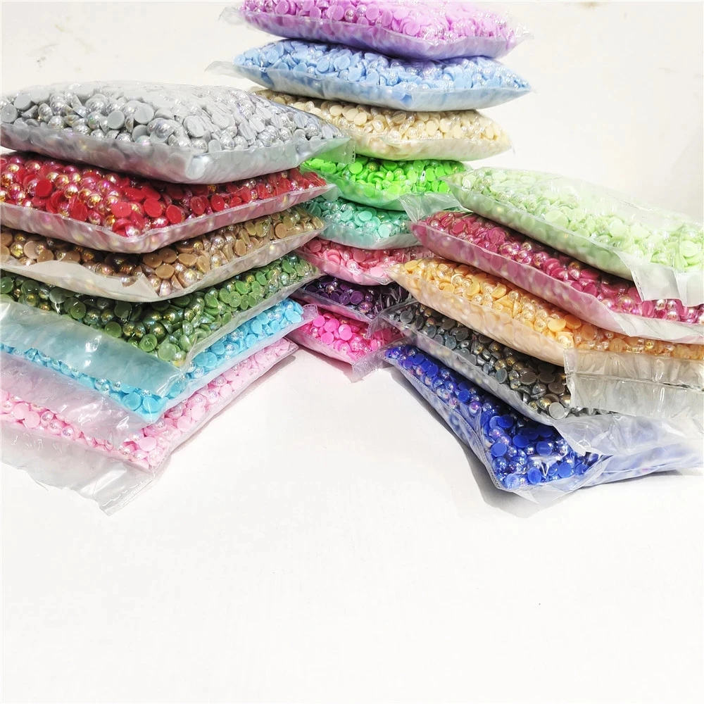 

Multi-Size All Colours AB Half Round Pearl Glue on Rhinestone Crystal Non Hotfix Flatback Clothing Nail Art Decorations