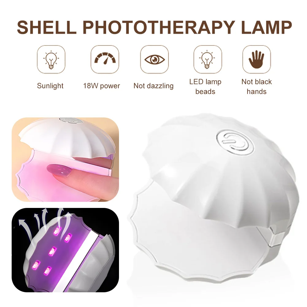 

Shell LED Nail Lamp 18W Nail Dryer Lamp Quick Drying LED Phototherapy Light Manicure Tool For Extension Glue Polish Gel