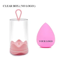 50pcslot custom logo beauti blender with flower storage box cosmetics puff makeup sponge holder face care make up accessories