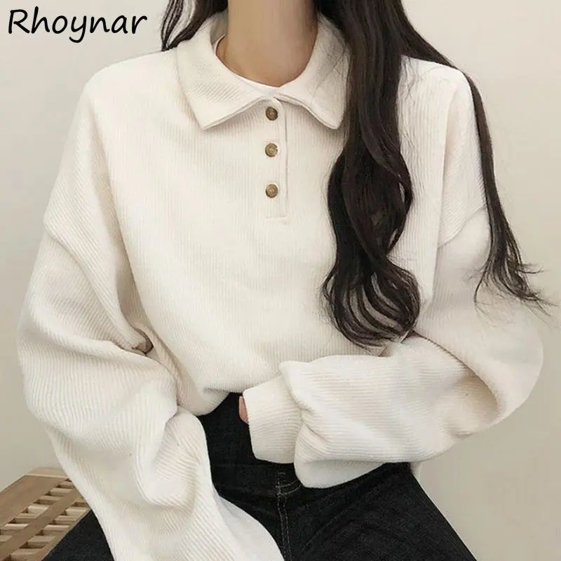 

Sweatshirts Women Autumn Velvet Long Sleeve Harajuku Preppy Style Ulzzang Loose All-match Students Hipster Retro Casual Tender