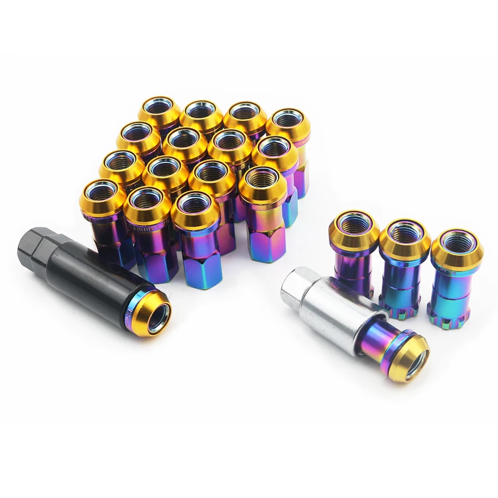 

Wheel Nut 20PCS Racing Car Modification R40 Tire Nut M12x1.25 M12x1.5 Chrome Titanium Coating Anti Theft Lug Nuts Lock Set