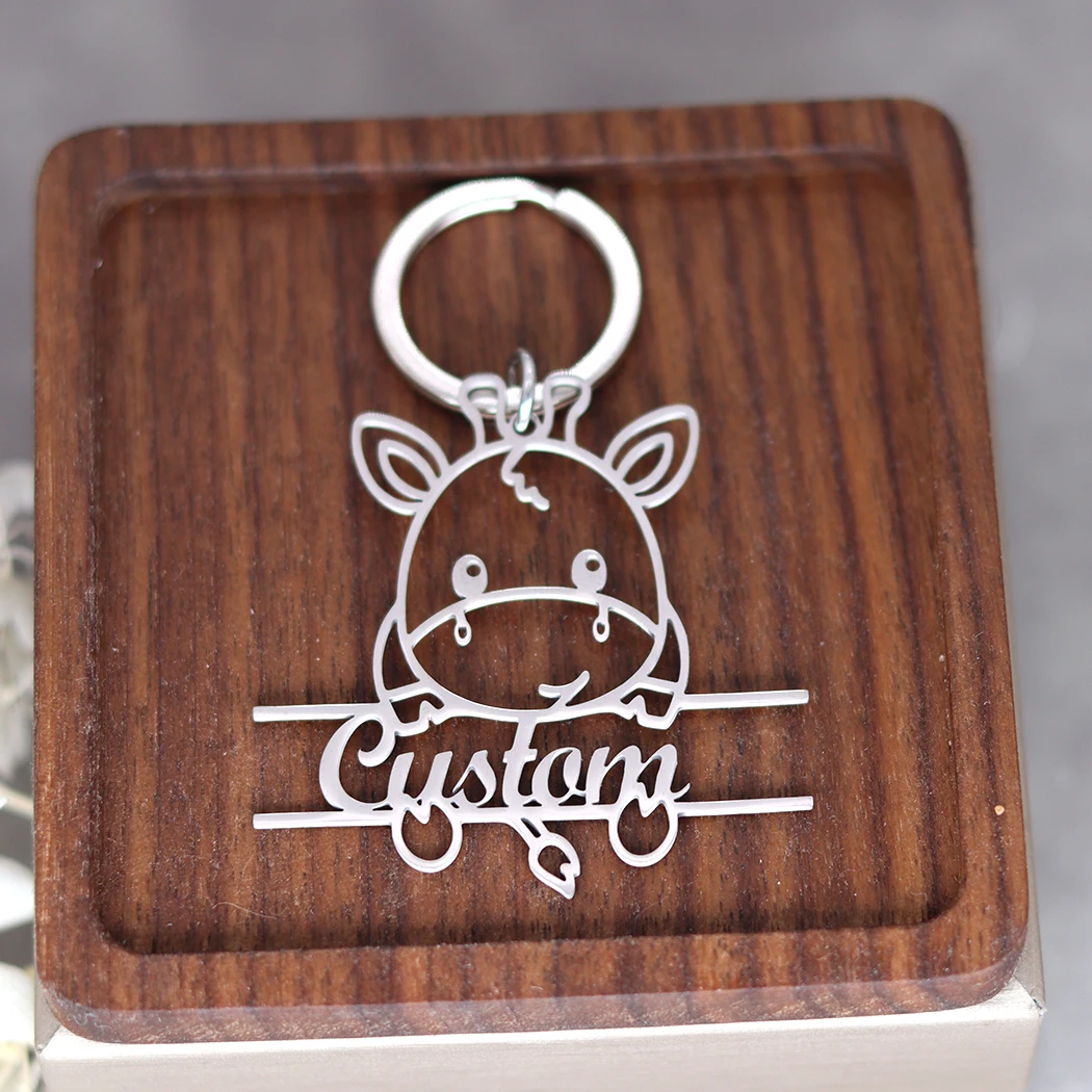 Индивидуальный брелок с коровкой из нержавеющей стали