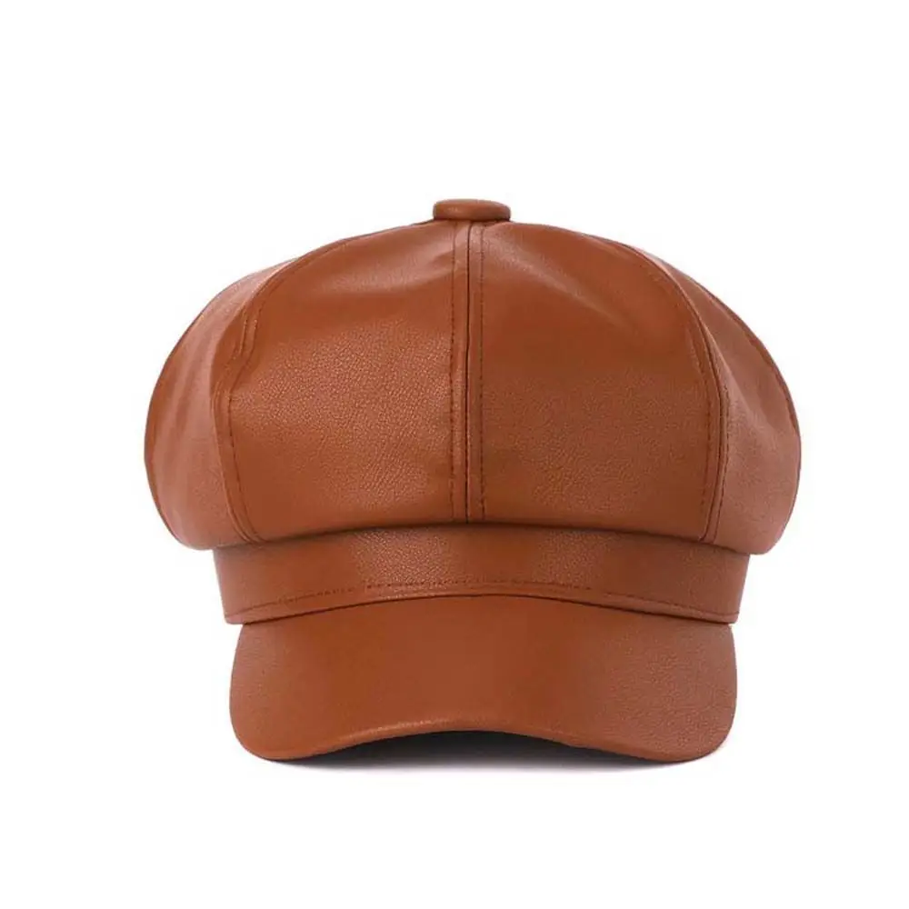 

Winter Windproof Women Beret Solid Color Artist Painter Baseball Hat Newsboy Caps Women Octagonal Cap Women Leather Hat