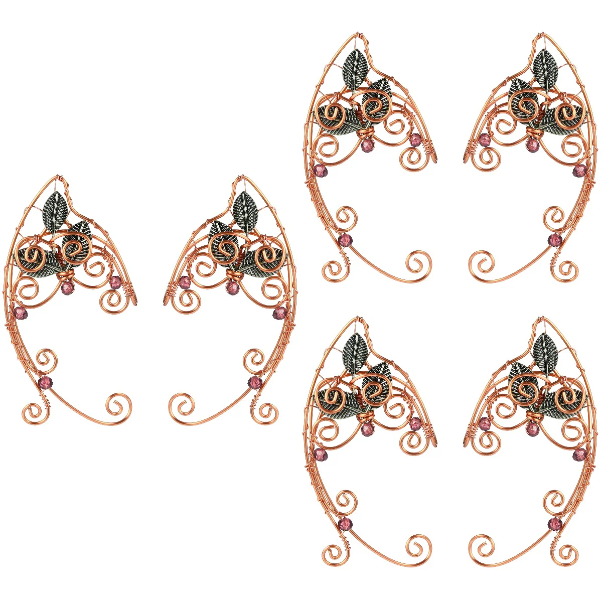 

3 Pairs Dangle Earrings Women Gold Elf Clip Accessories Elven Cuffs Clip-on 8X4X0.5CM Fairy Wrap Woman