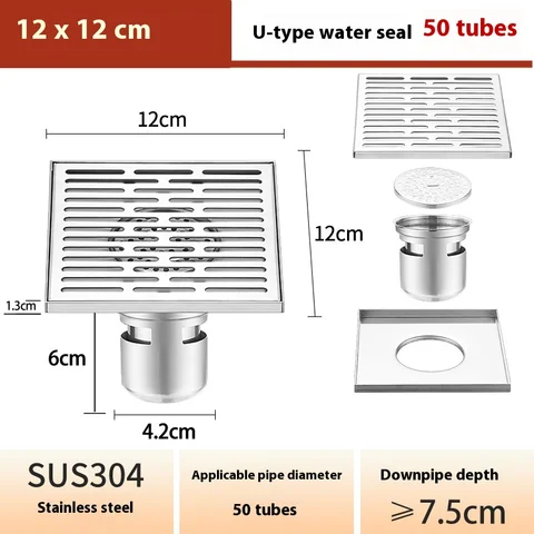 10/12 см дренажный трап из нержавеющей стали 304, большой диаметр с высоким потоком для сада, ванной комнаты, скрытый слив для пола с защитой от запаха