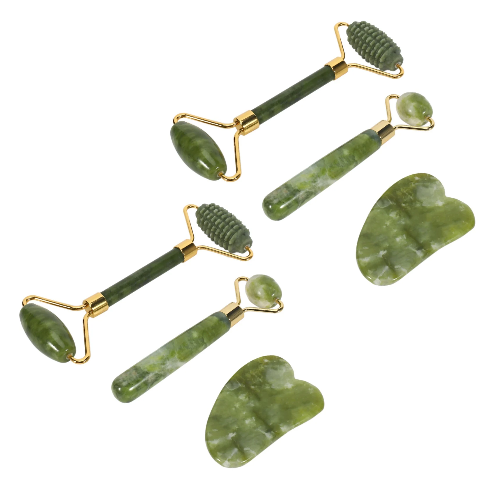 

2X Jade Roller Kit, Facial Roller Massager Eye Natural Anti-Aging, Guasha Massage Tool ,Skin Tightening