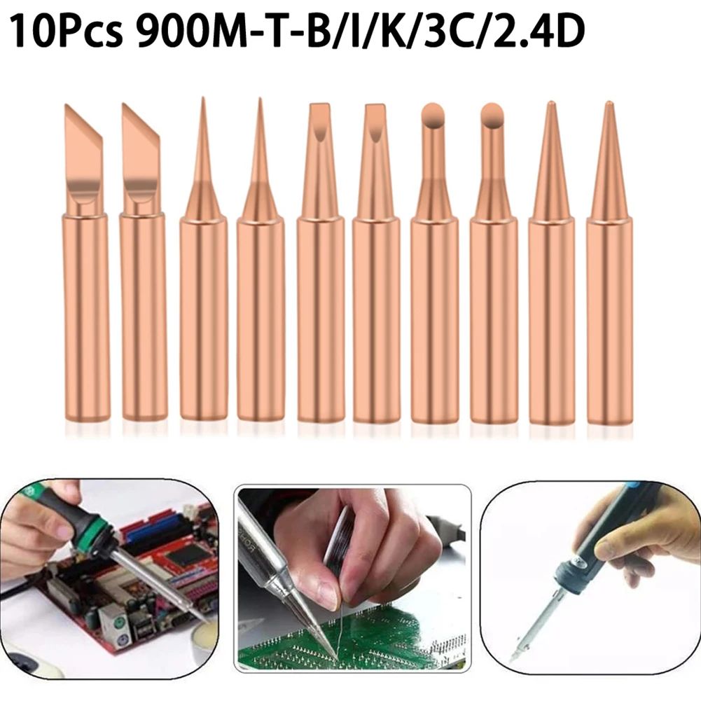 

10Pcs Soldering Iron Tips I+B+K+2.4D+3C 900M Soldering Iron Pure Copper Lead-free 900M For Soldering Station Welding Tools