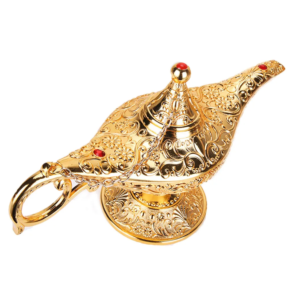 

Retro Aladdin Lamp Decor Zinc Alloy Wishing Tea Oil Pot Fairy Tale Craft Gift Blue / Gold Table Ornament Home Decoration