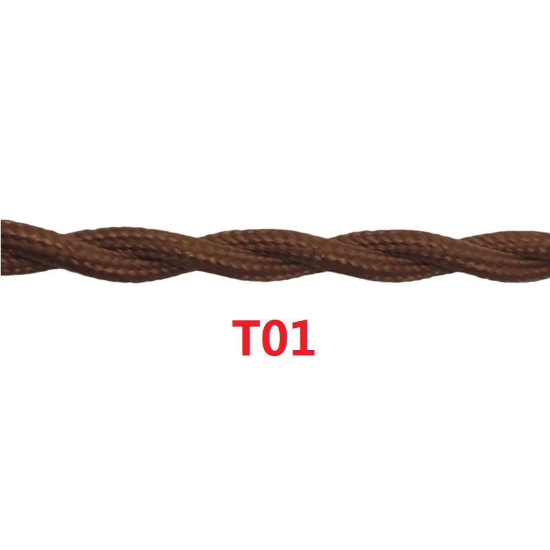 Бесплатная доставка, 2 ядра, 0,75 мм, витой кабель, текстильный плетеный электрический провод, цветной шнур для винтажного подвесного светильника, гибкий шнур питания