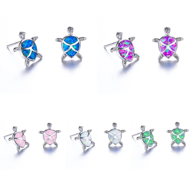 

2023 Cute Women Turtle Stud Earrings Statement Wedding Girl Gift Fashion Imitation Opal Zircon Earrings for Women Accessories