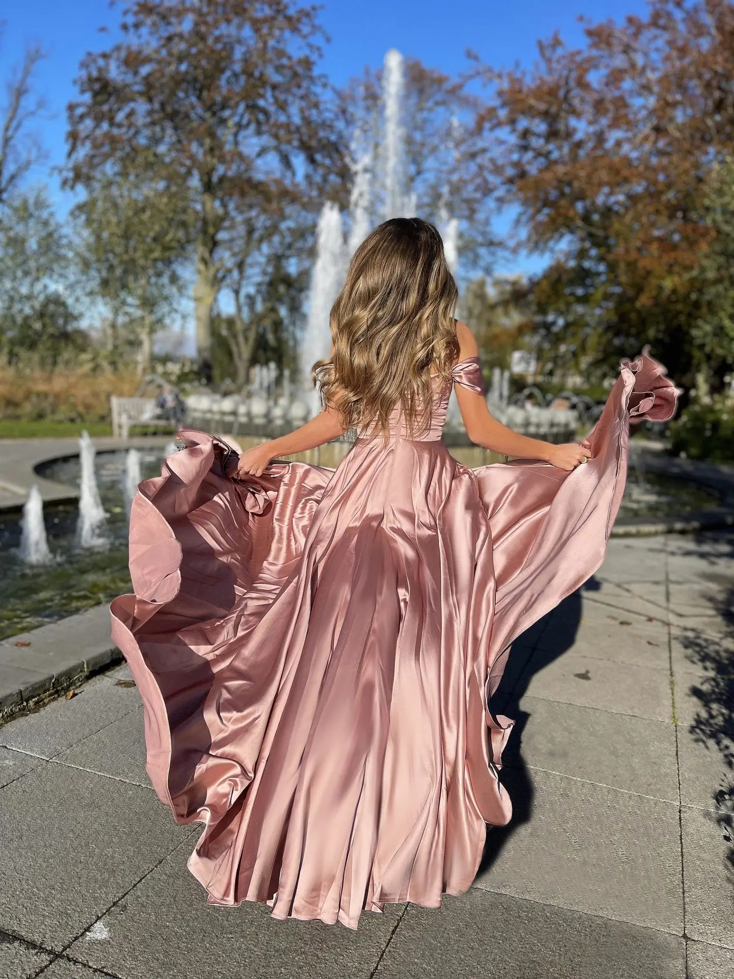 2023 new in Women formal Dress Sexy Off-Shoulder High Split Elegant A-Line Swing Evening Prom Birthday Long Dresses