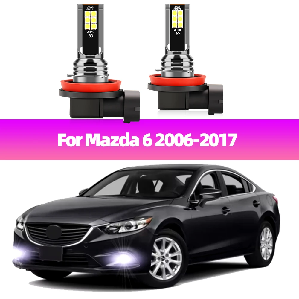 

2 шт. для Mazda 6 2006-2010 2011 2012 2013 2014 2015 2016 2017 светодиодные противотуманные фары 6000K автомобильные передние противотуманные фары 12 В автоматические противотуманные фары