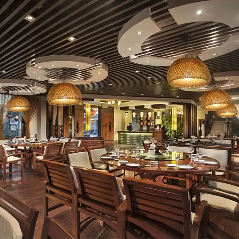 Лампа для лампочек бамбуковый подвесной абажур светильник арт-деко китайский