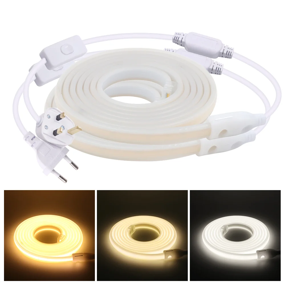 

220V COB LED Strip Light 288LEDs/m Super Bright IP67 Waterproof COB LED Tape RA90 3000K-6000K Flexible Ribbon Neon Lights Sign