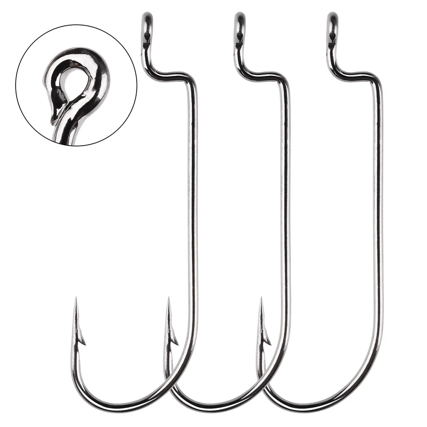 

100pcs/lot Narrow Crank Fishing Hooks Carp Fishing hook High Quality Crank Circle Jig Hook for Soft Worm Bait Pesca Crankbait