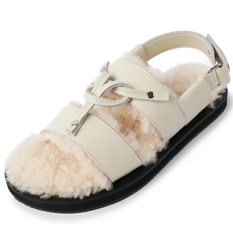 

Dilalula 2023 New Arrival Women Flats Platforms Fashion Rivet Genuine Leather Warm Wool Shoes Woman Causal Comfortable