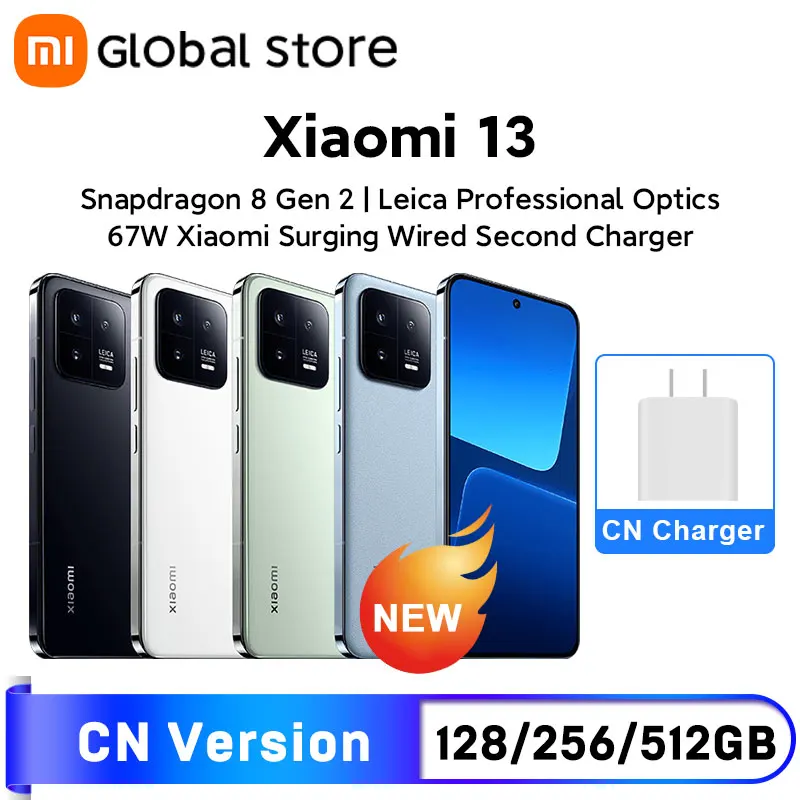  Xiaomi 13 Snapdragon 8 Gen 2 Smartphone 120Hz OLED Screen 54MP Leica Camara IP68 Waterproof MIUI 14 67W Charger 
