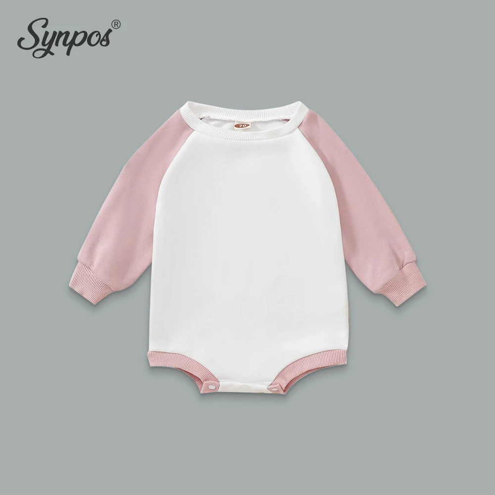 

Synpos Autumn Cotton Toddler Oversized Sweatshirts Romper Baby Boy Pullover Top Color Block Long Sleeve Bodysuit 0-12 Months