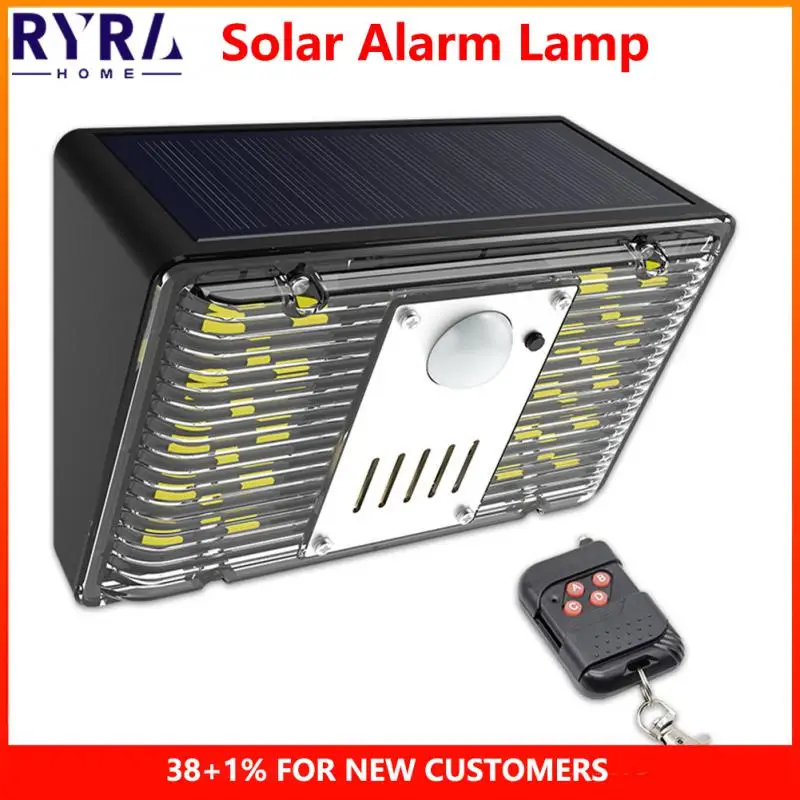 

Уличный светильник с солнечной батареей 2022, светильник с сигнализацией, датчик RV, сигнализация с дистанционным управлением, водонепроницае...