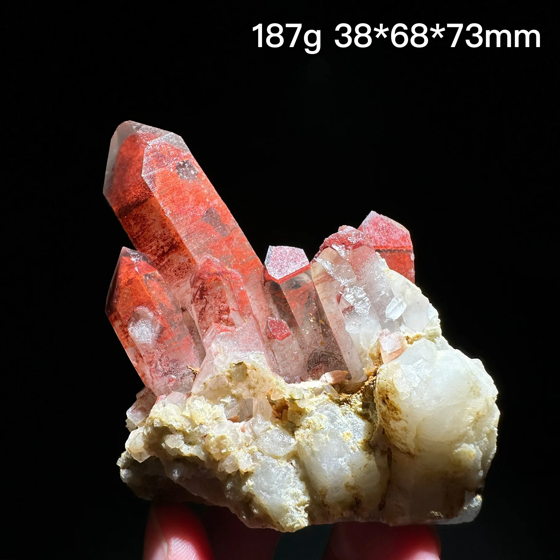 Редкий натуральный камень красный кварц кристаллический кластер минеральный