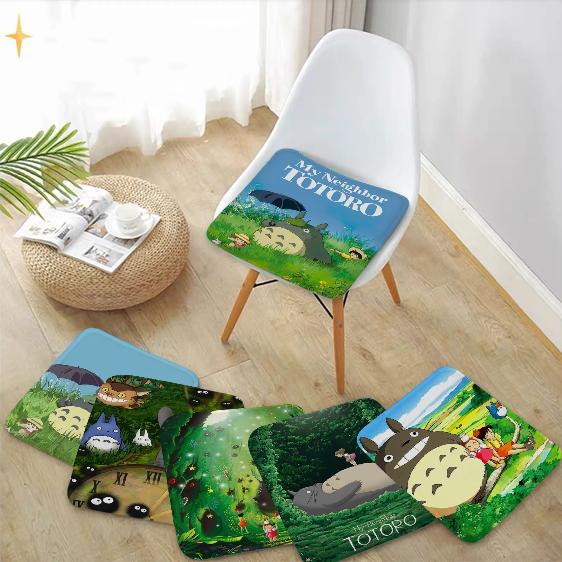 

Hayao Miyazaki Anime Movie Totoro Round Plush Cushion Home Back Cushion Soft Comfortable 50x50cm Chair Mat Pad