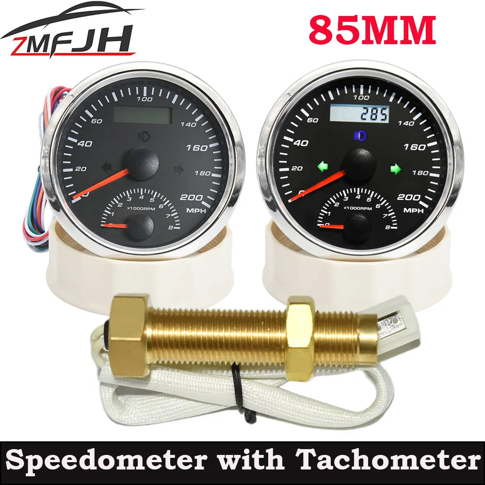 

Новый водонепроницаемый 85 мм GPS Спидометр 125/200 км/ч (миль/ч) с 0-8000 об/мин Тахометр одометр с GPS антенной пробег Янтарная подсветка