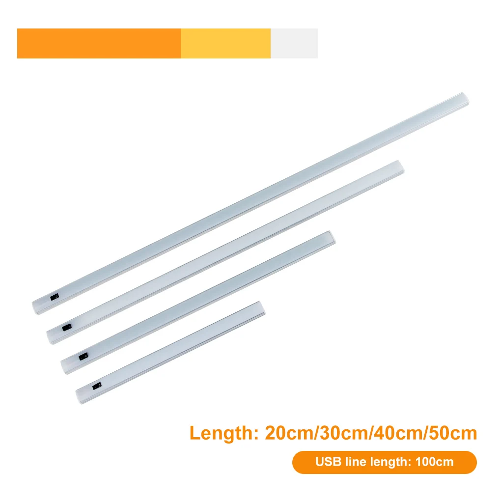 

Home Office Hotel USB Powered High Brightness Sensing Night Lamp Living Room Under Cabinet Light Bar Warm White 40cm