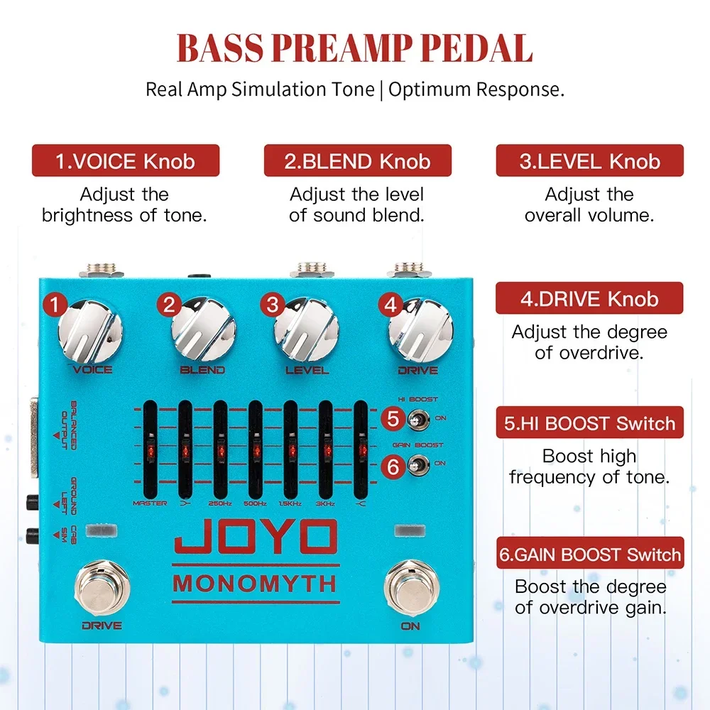 JOYO R-26 MONOMYTH басовая гитара с эффектом предварительного усиления 6