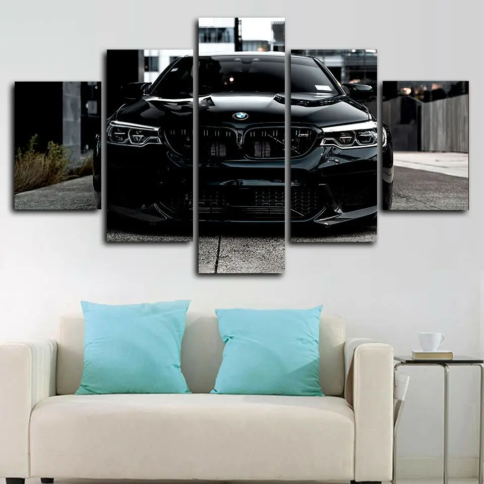 

German Luxury Performance Car M5 5 Panel Canvas Picture Print Wall Art Canvas Painting Wall Decor for Living Room No Framed