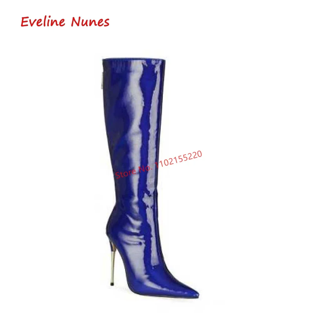 Green Party Knee High Boots 2022 Autumn New Arrival Solid Pointed Toe Stiletto Back Zipper Elegant Shoes For Free Shipping