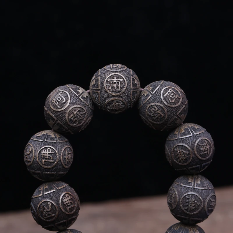 Браслет из натурального черного дерева с бусинами тибетский буддийский