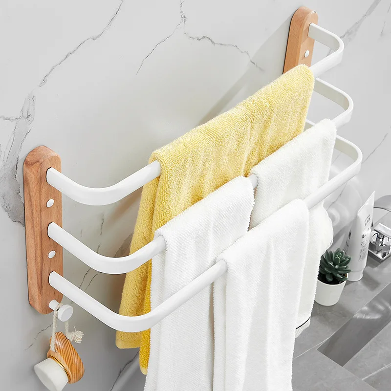 Hanger Wall Mounted 40-60cm White Towel Rack Double Layer Rail Towel Holder Bathroom Accessories