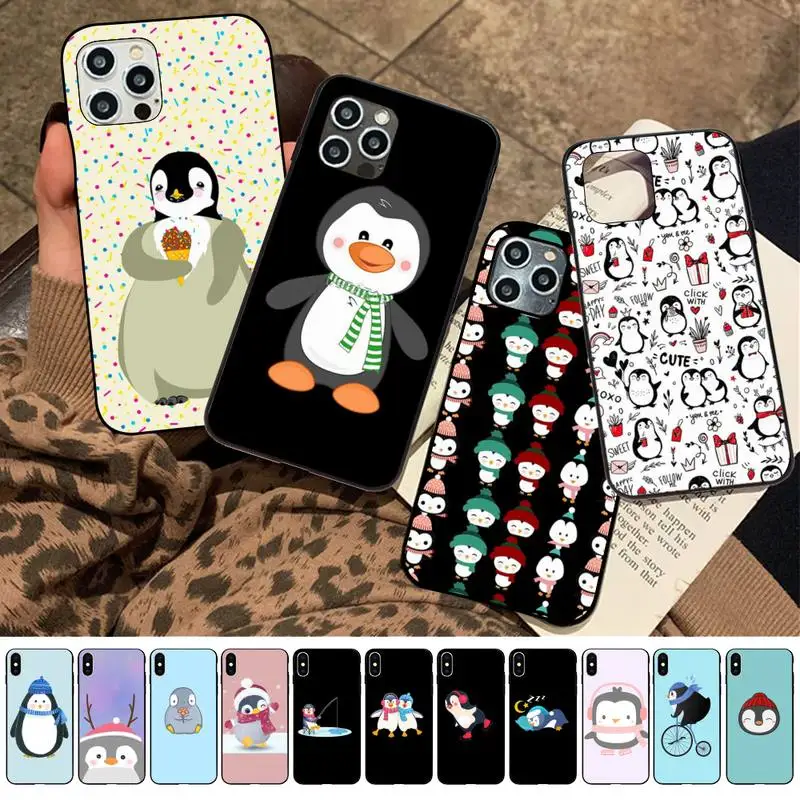 

MaiYaCa Cute Penguin Phone Case for iPhone 11 12 13 mini pro XS MAX 8 7 6 6S Plus X 5S SE 2020 XR case