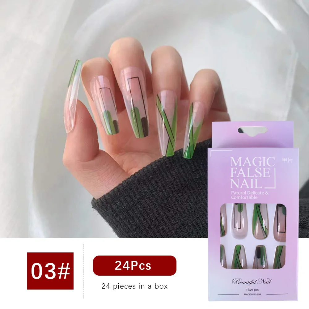 

Длинный носимый патч для ногтей, модный съемный искусственный маникюр для женщин и девушек, носимый патч для ногтей, длинный женский и женск...