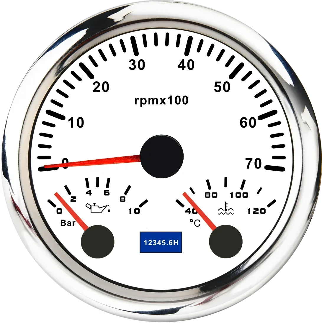 

Тахометр 3 в 1, 85 мм, 0-10 бар, температура воды 40-120 ℃, 12 В, 24 В, для автомобиля, лодки, Tacho, 6000 об/мин, метр, 7-цветная подсветка