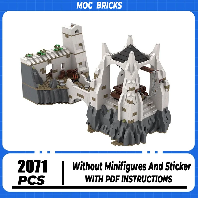 

Magical Rings Moc Building Block Movie Scene Lighting Of The Beacons Model Castle Bricks DIY Assembly Street View Toy Gift