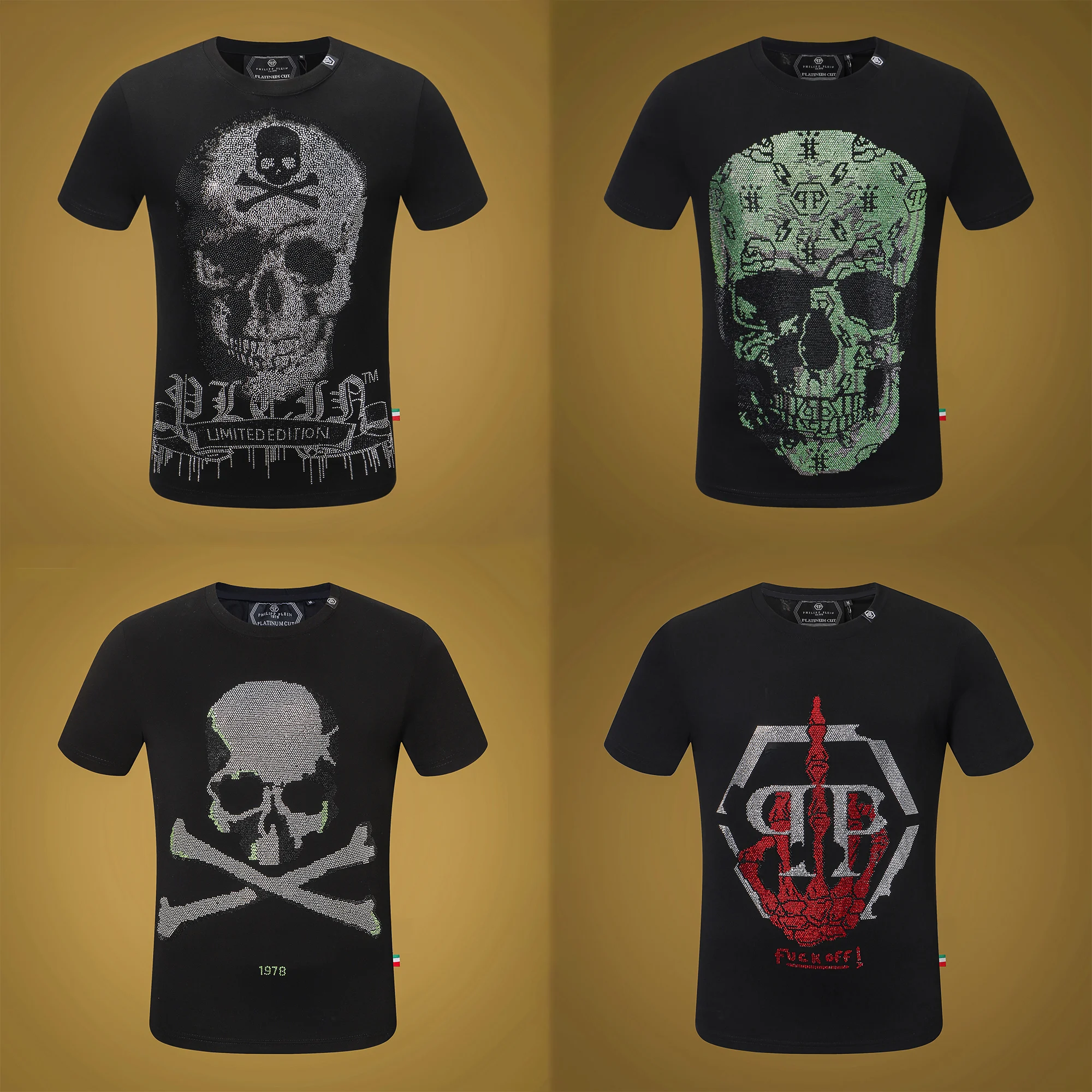 

New Classic Retro Trend Men T Shirts QP-philipp Skull Plein Hip Hop Street Gothic Cotton T-Shirt Men Gym Short Shirt Sports Tops