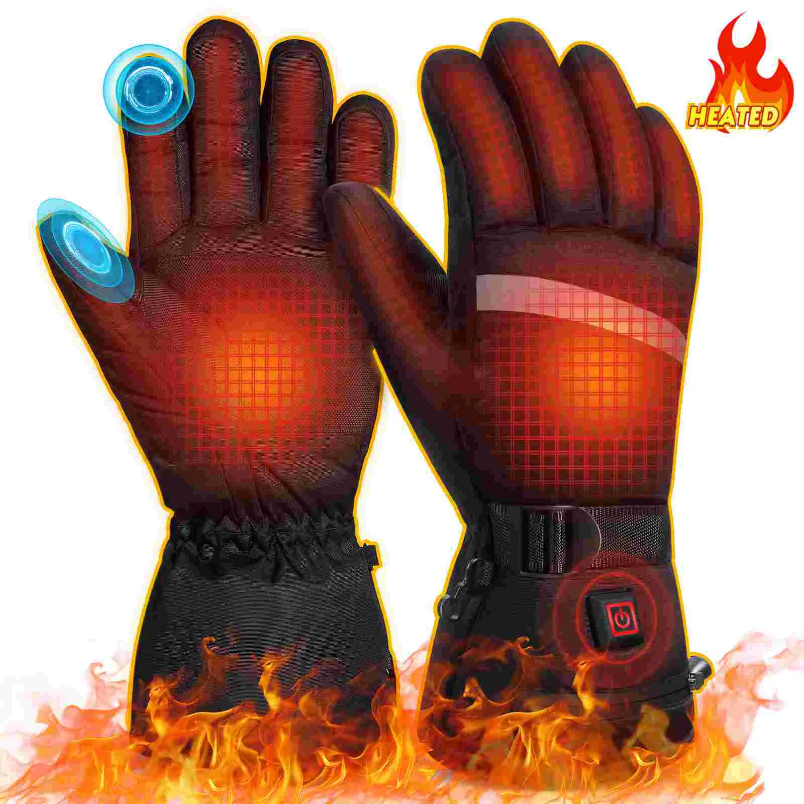 

MOVTOTOP 3 Levels Battery-operated Heated Winter Hand Finger Warmer for Skiing Cycling Riding Size (Black and