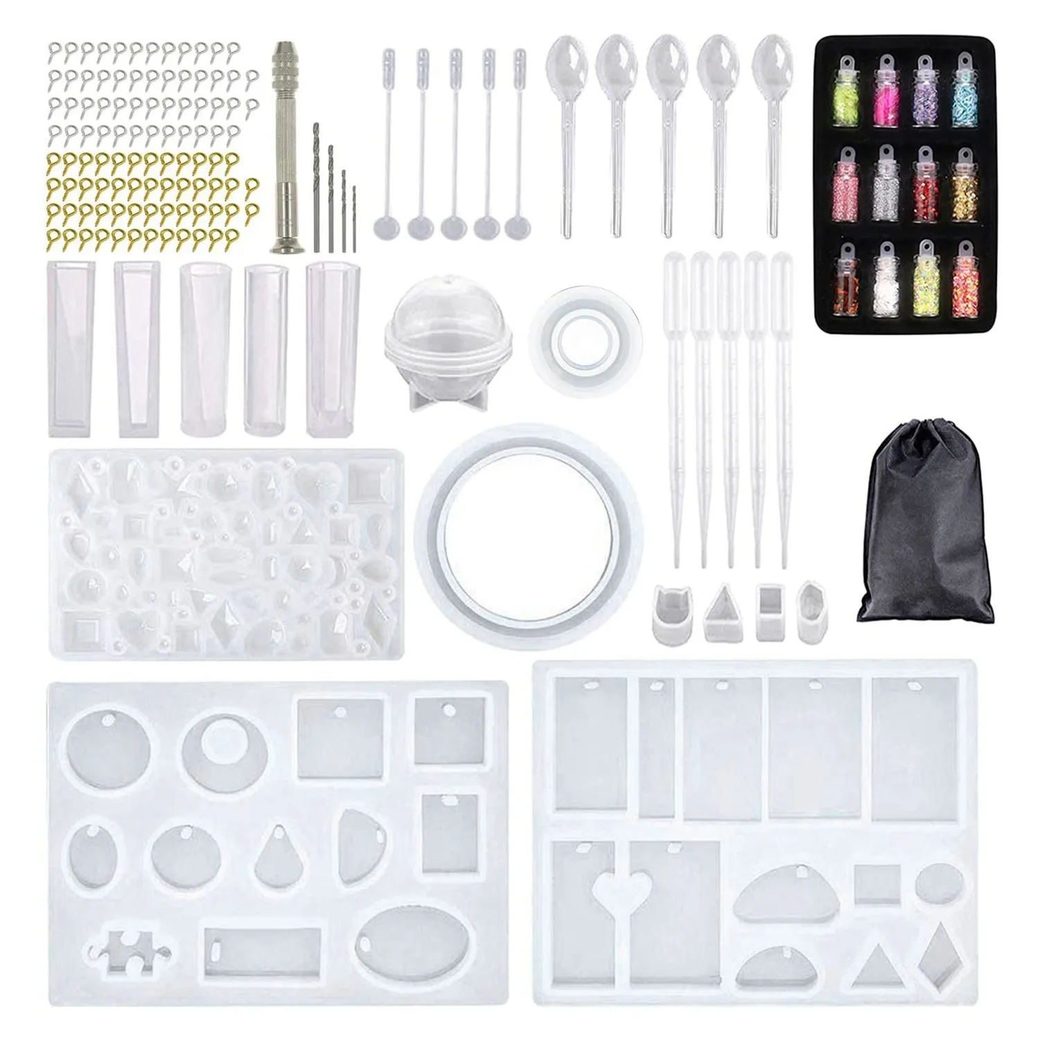 

148 Pieces Resin Jewelry Making Starter Kit Silicone Casting Mold for Beginners with Molds Resin Kits and Tools Set