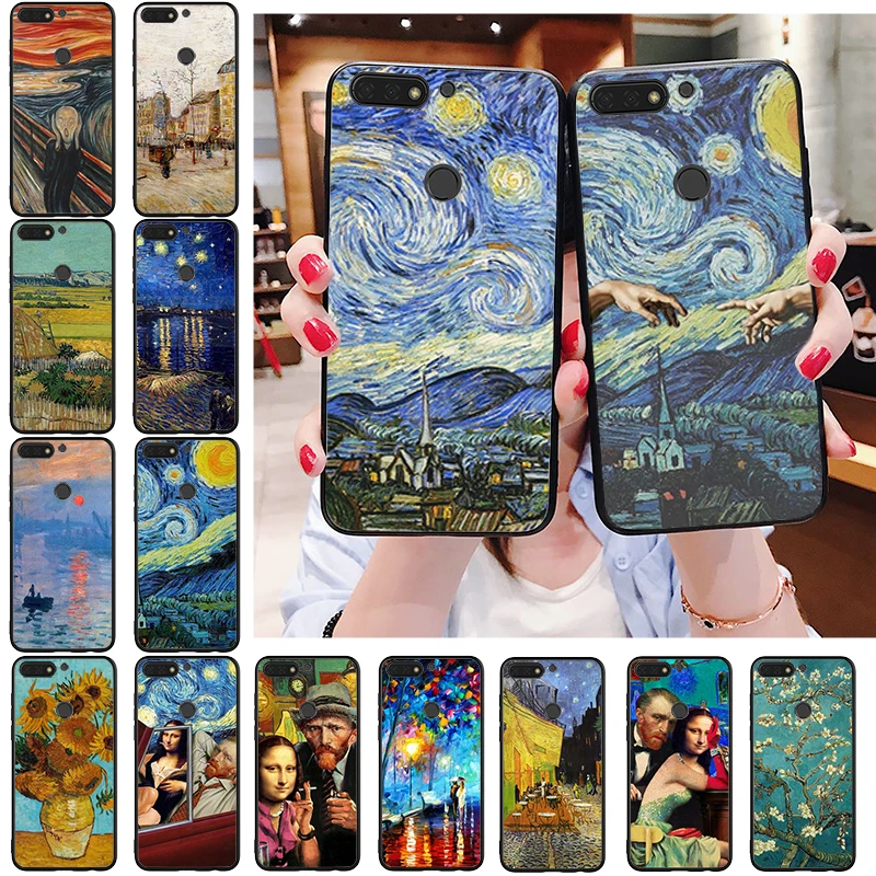 

Van gogh Mona Lisa Oil Painting Phone Case For Huawei Honor 50 30 Pro 10X Lite 20 7A 7C 8X 9X Pro 9A 8A 8S 9S 10i 20S 20lite